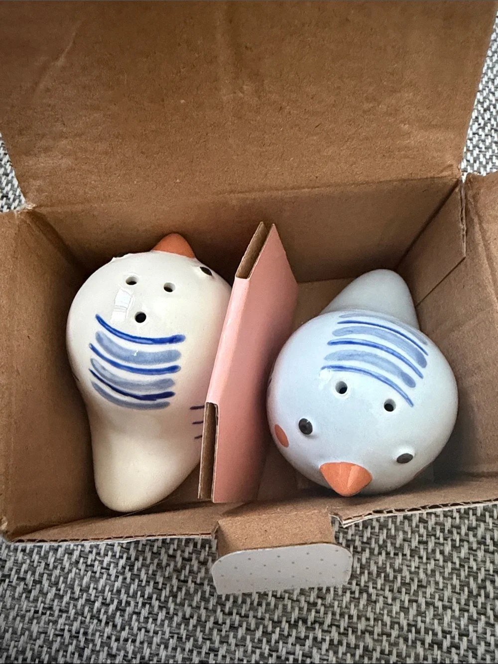 Danica Jubilee Blue & Cream Bird Salt and Pepper Shakers - Set of 2 New in Box